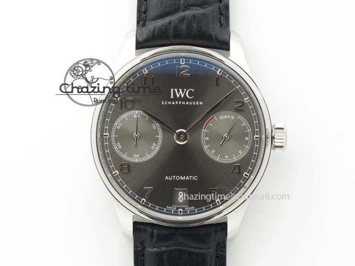 MIROTIME 0701 Lightweight Portuguese Tourbillon IW504602 SS ZF Best Edition Gray Dial on Brown Leather Strap 7177